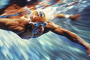 游泳比赛高清竞技摄影图