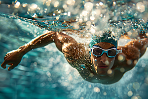 游泳比赛水上运动健康摄影图
