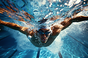 游泳比赛泳道人物摄影图