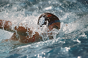 游泳比赛健康健身摄影图