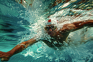 游泳比赛人物泳池摄影图