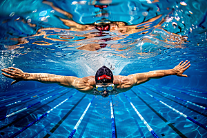 游泳比赛泳道运动摄影图