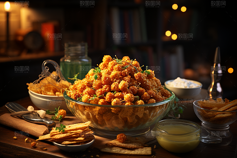 油炸黄金豆零食小吃摄影图