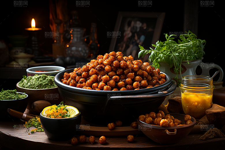 油炸黄金豆小吃油炸食品摄影图