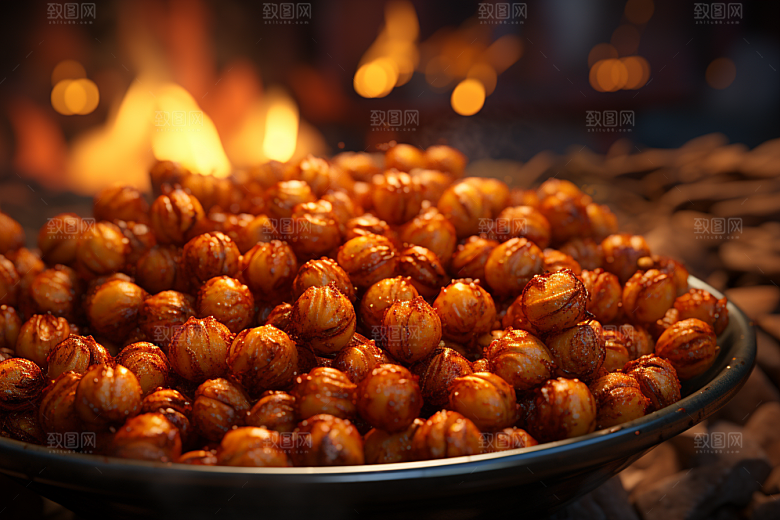 油炸黄金豆零食美味摄影图