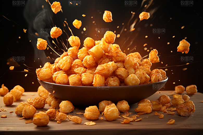 油炸黄金豆小吃美味摄影图