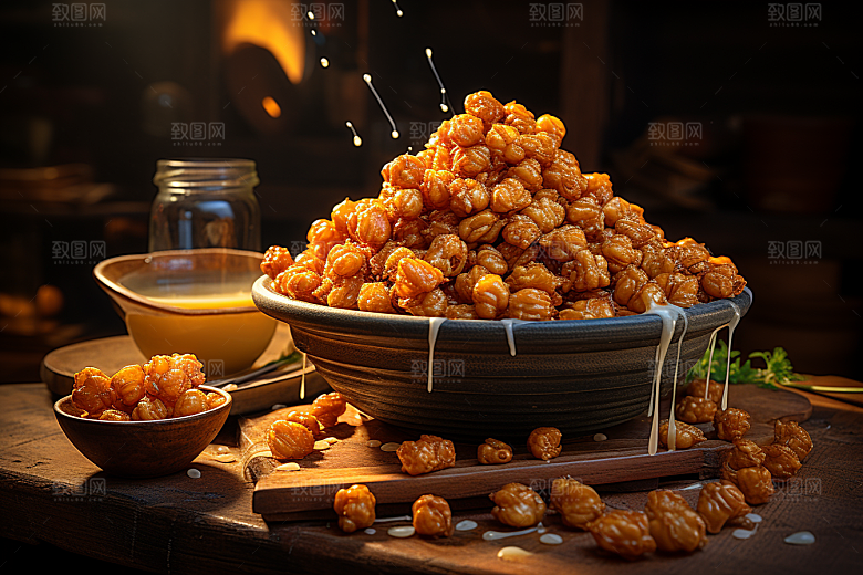 油炸黄金豆素材膨化食品摄影图