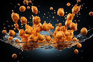 油炸黄金豆零食膨化食品摄影图