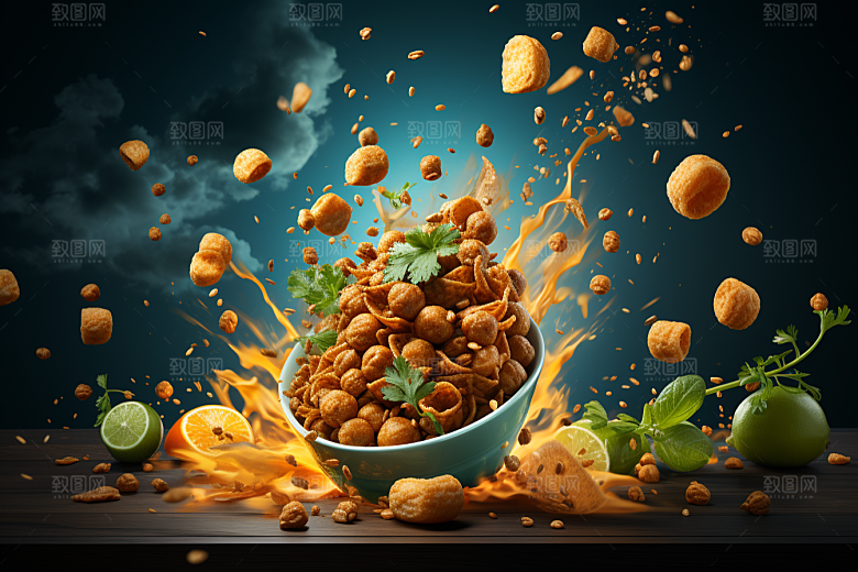油炸黄金豆零食美味摄影图