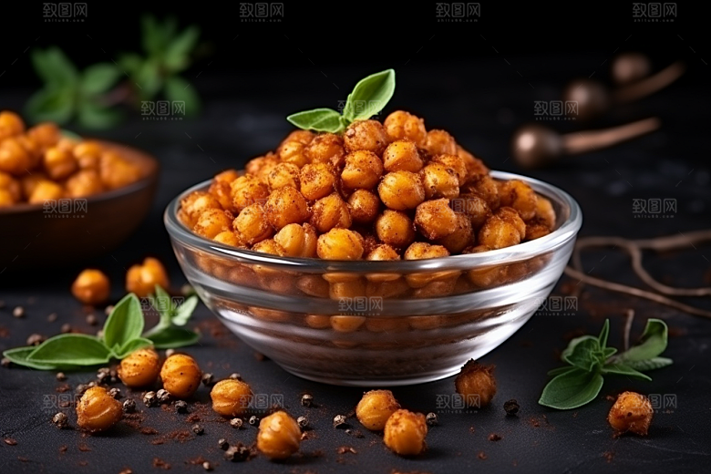 油炸黄金豆膨化食品美味摄影图