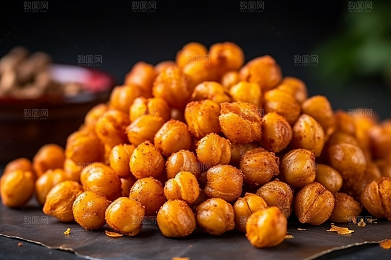 油炸黄金豆美味油炸食品摄影图
