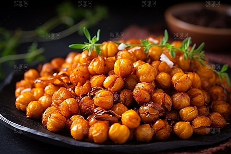 油炸黄金豆小吃膨化食品摄影图