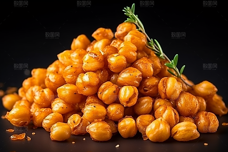 油炸黄金豆美味膨化食品摄影图