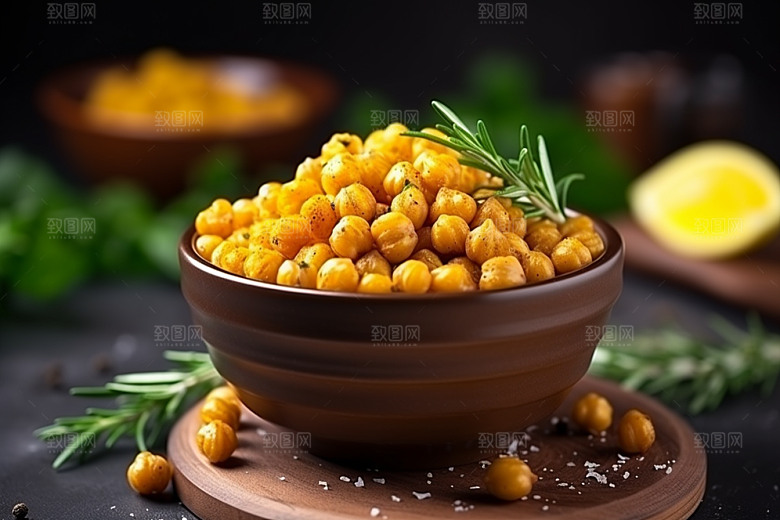 油炸黄金豆膨化食品小吃摄影图