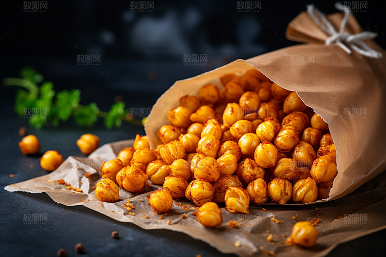 油炸黄金豆素材美味摄影图