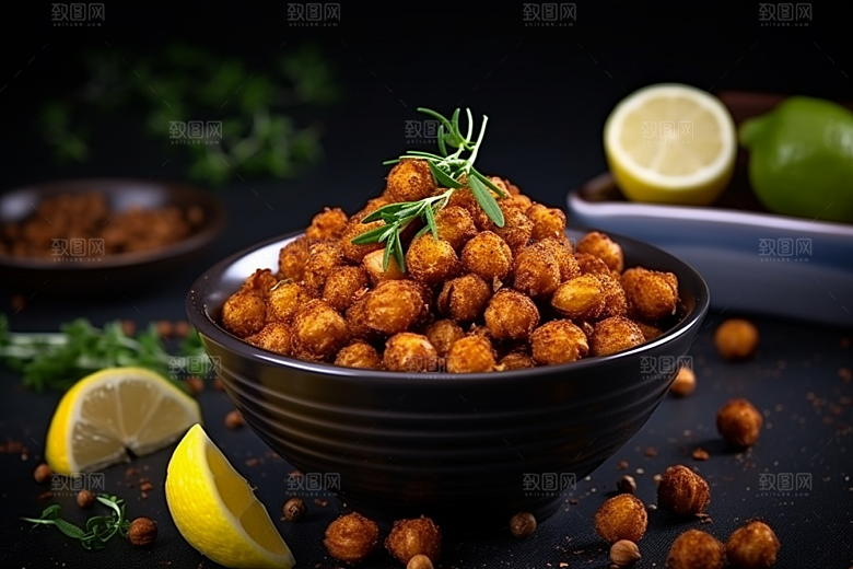 油炸黄金豆零食膨化食品摄影图