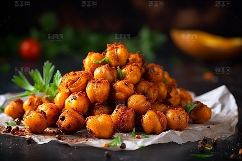 油炸黄金豆小吃美味摄影图