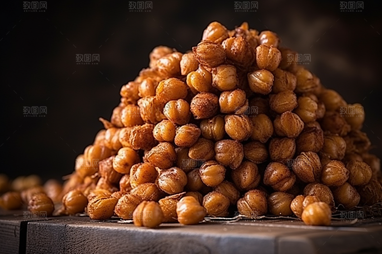 油炸黄金豆小吃地方特色摄影图