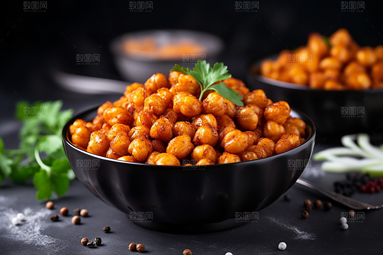 油炸黄金豆小吃膨化食品摄影图