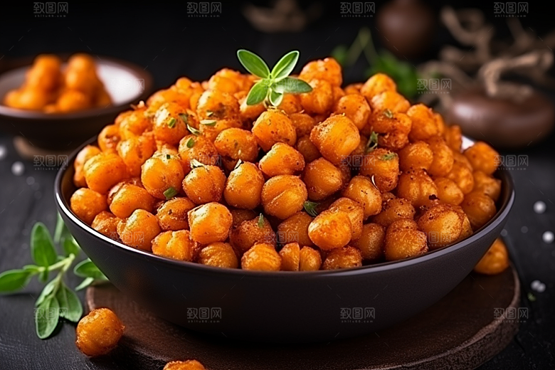 油炸黄金豆美味地方特色摄影图