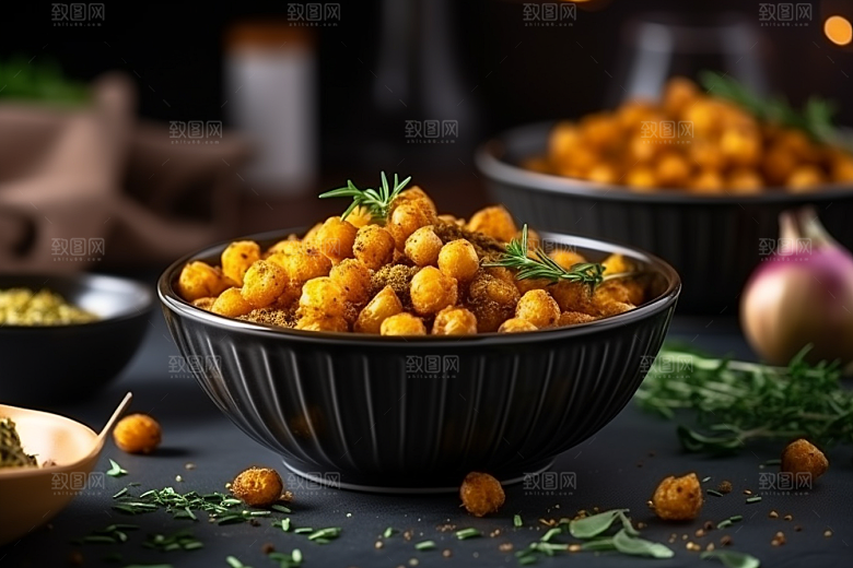 油炸黄金豆小吃油炸食品摄影图