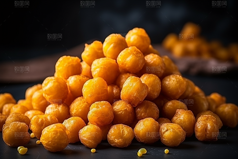 油炸黄金豆美味膨化食品摄影图