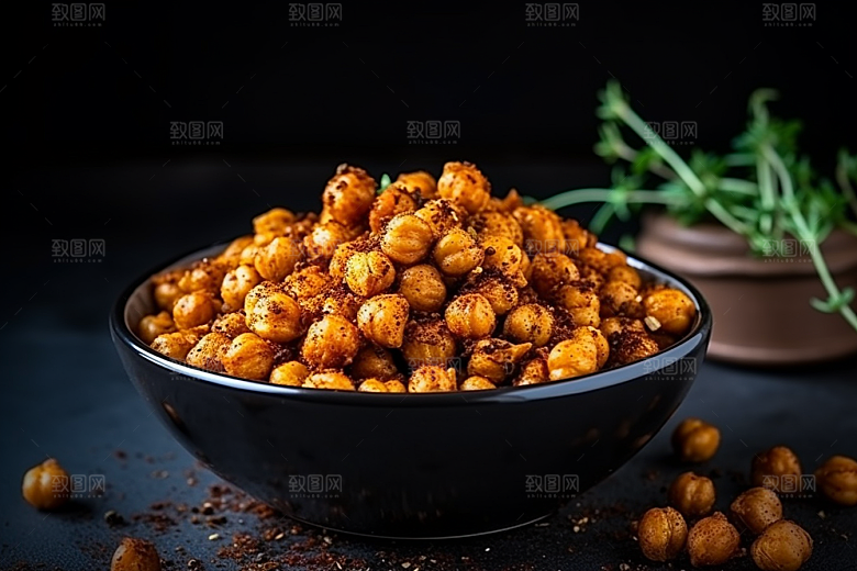 油炸黄金豆小吃膨化食品摄影图