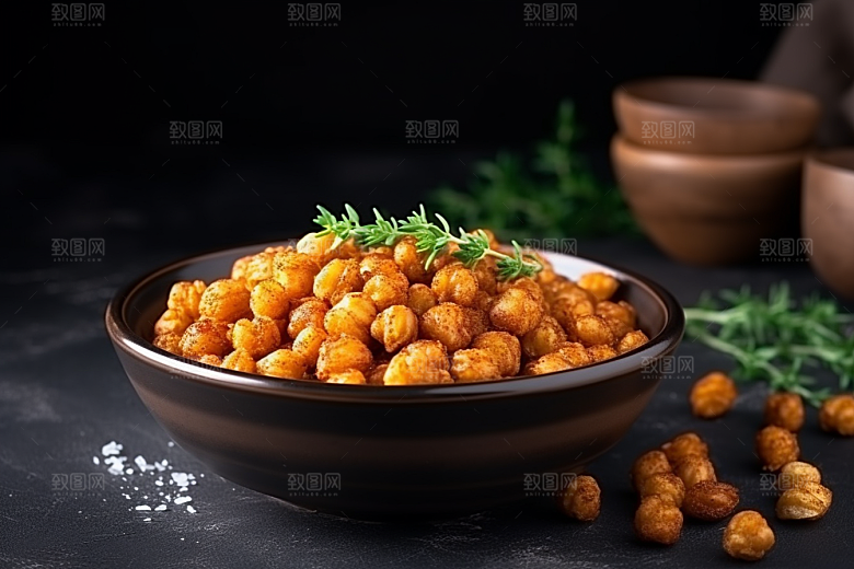 油炸黄金豆美食小吃摄影图