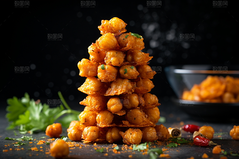 油炸黄金豆小吃美味摄影图