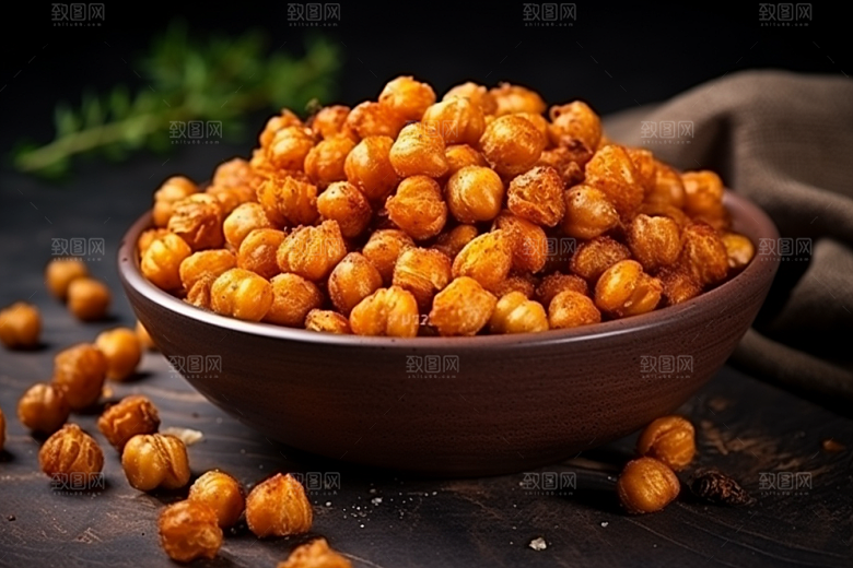 油炸黄金豆地方特色小吃摄影图