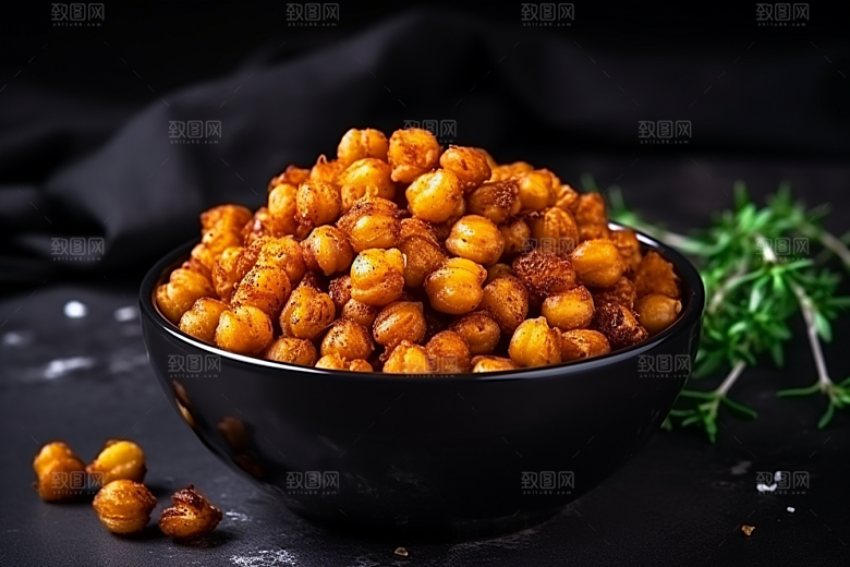 油炸黄金豆美味小吃摄影图