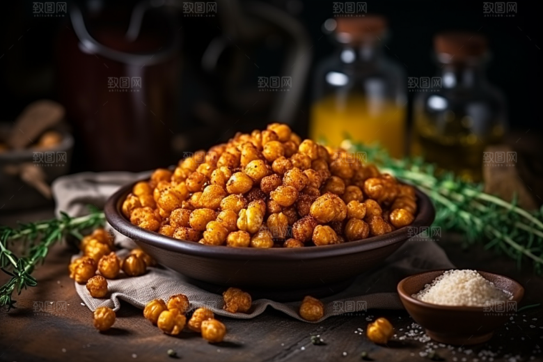 油炸黄金豆膨化食品素材摄影图