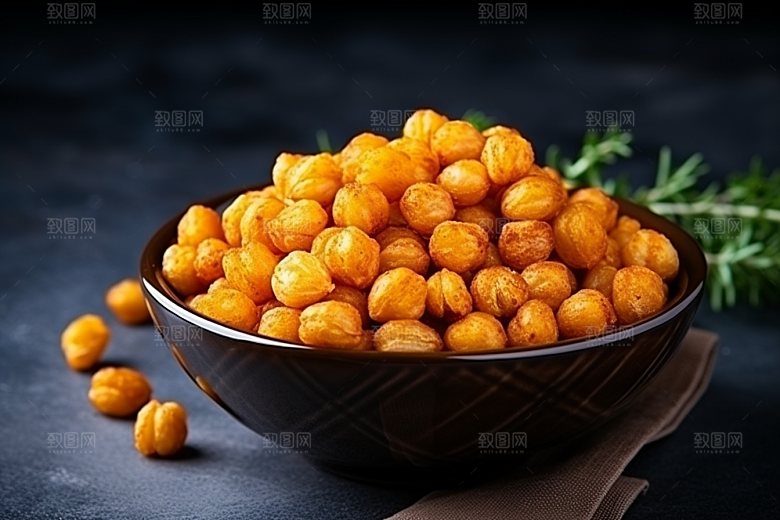 油炸黄金豆膨化食品高清摄影图