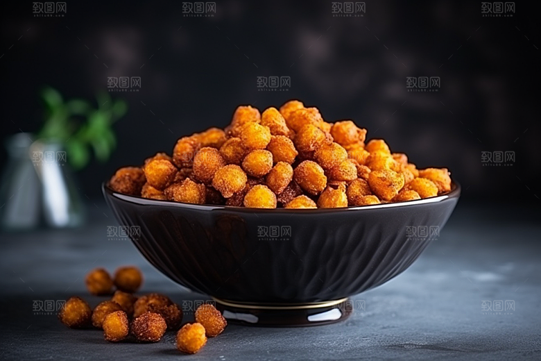 油炸黄金豆零食膨化食品摄影图