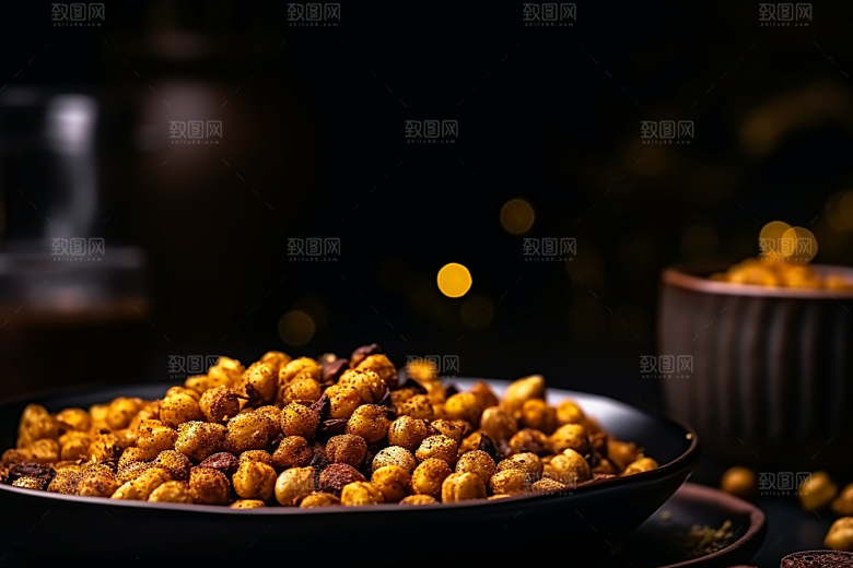 油炸黄金豆膨化食品素材摄影图