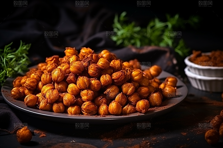 油炸黄金豆零食美味摄影图