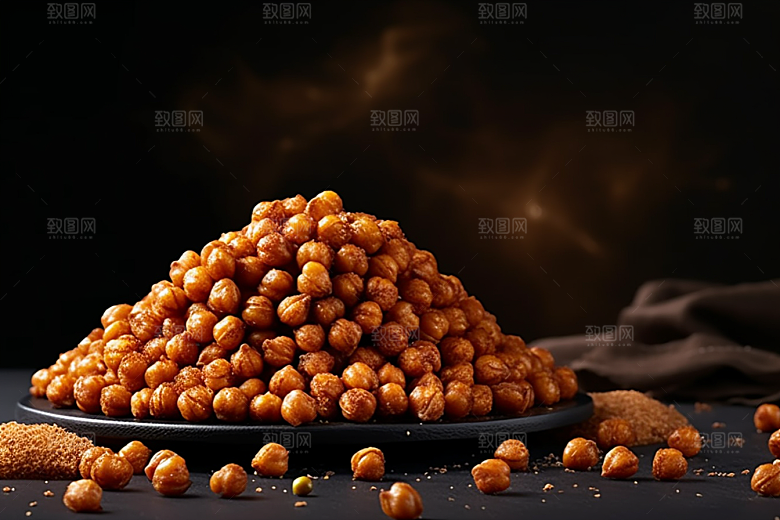 油炸黄金豆小吃零食摄影图