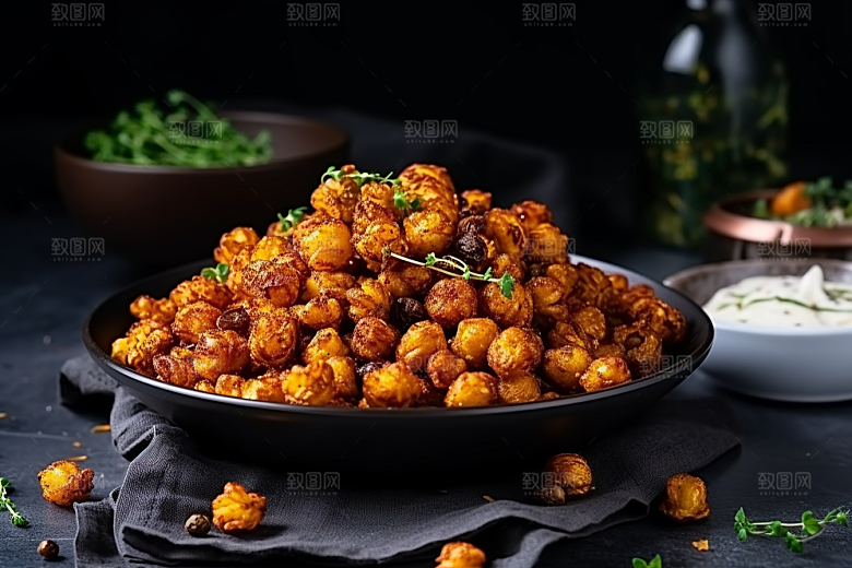 油炸黄金豆美食小吃摄影图