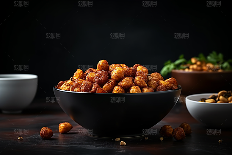油炸黄金豆膨化食品美味摄影图