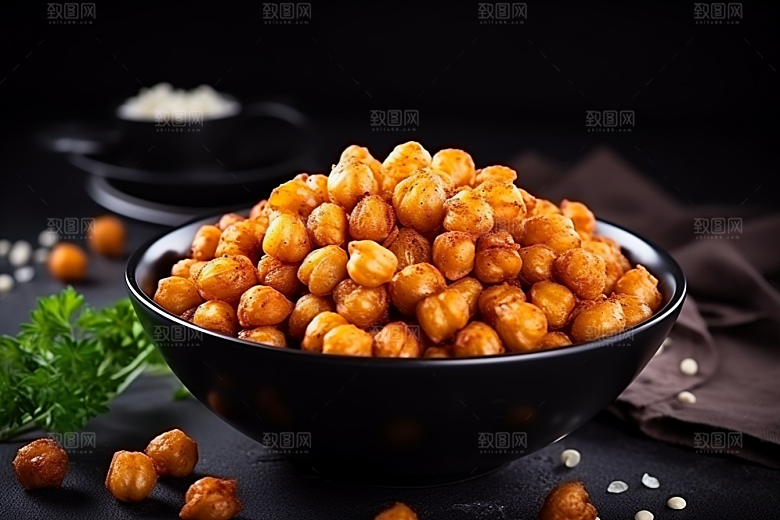 油炸黄金豆油炸食品美味摄影图