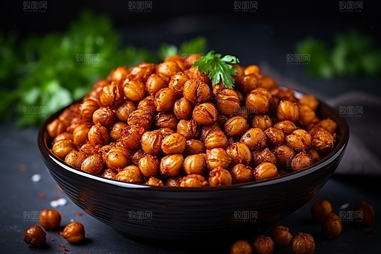 油炸黄金豆小吃素材摄影图