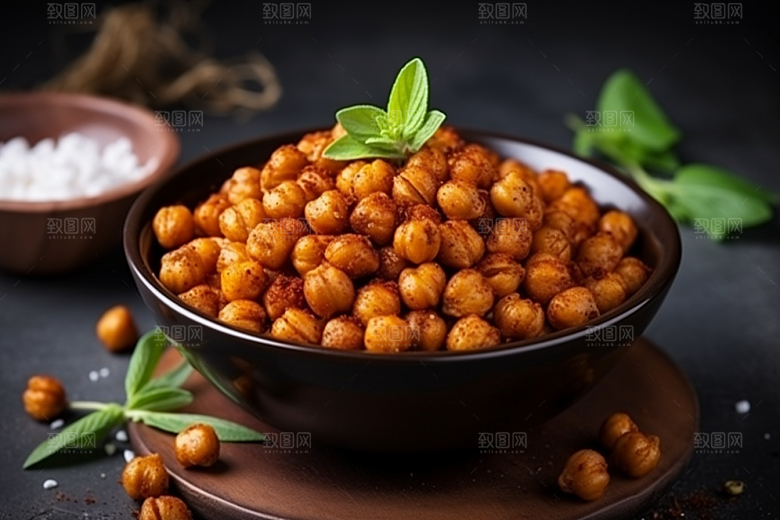 油炸黄金豆小吃油炸食品摄影图