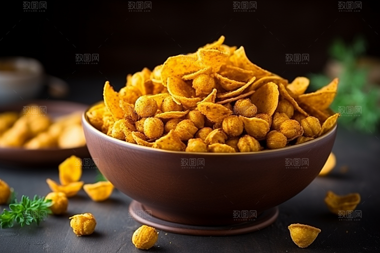 油炸黄金豆小吃美味摄影图