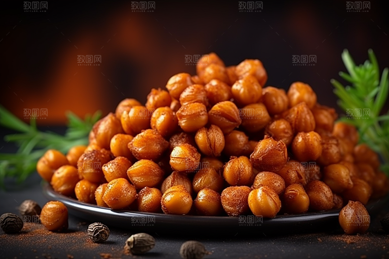 油炸黄金豆小吃高清摄影图
