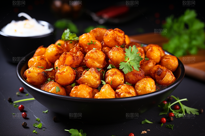 油炸黄金豆小吃美食摄影图