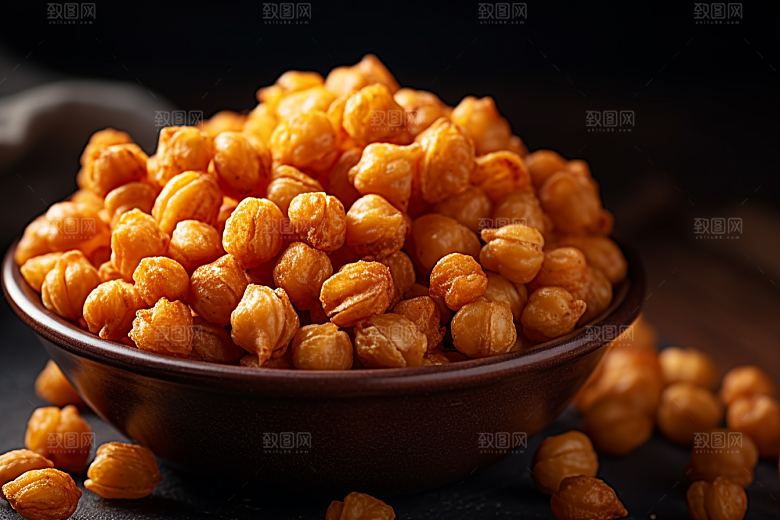 油炸黄金豆美食素材摄影图