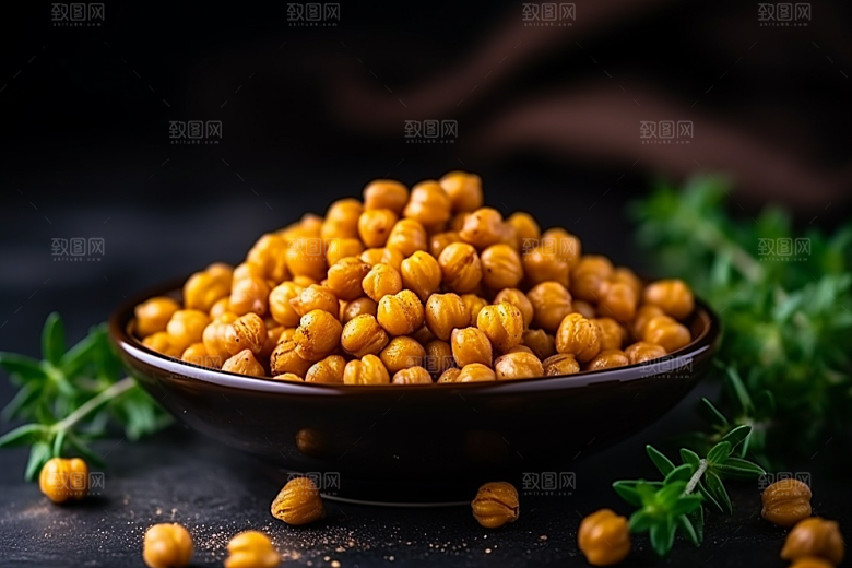 油炸黄金豆零食美味摄影图