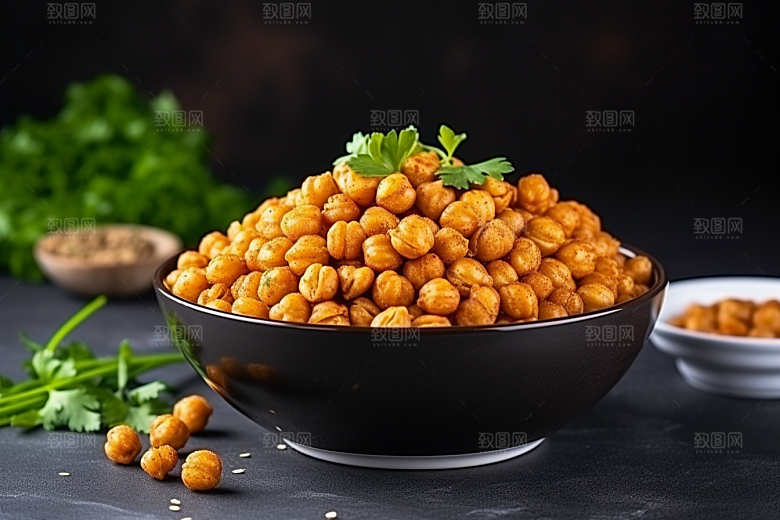 油炸黄金豆地方特色美味摄影图