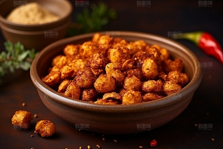 油炸黄金豆零食膨化食品摄影图
