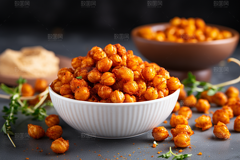 油炸黄金豆小吃美食摄影图